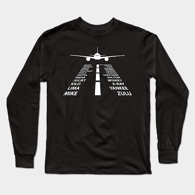 Phonetic Alphabet Pilot Airplane Funny Aviation Gift Long Sleeve T-Shirt by GreatDesignsShop